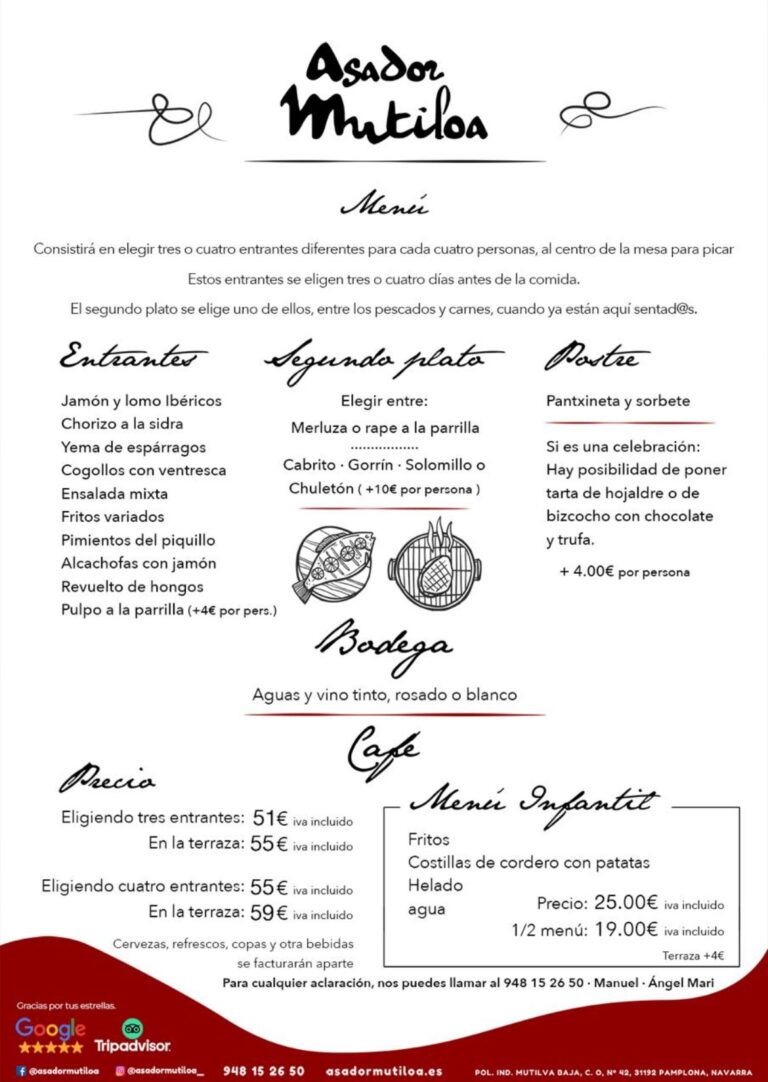 menu para grupos