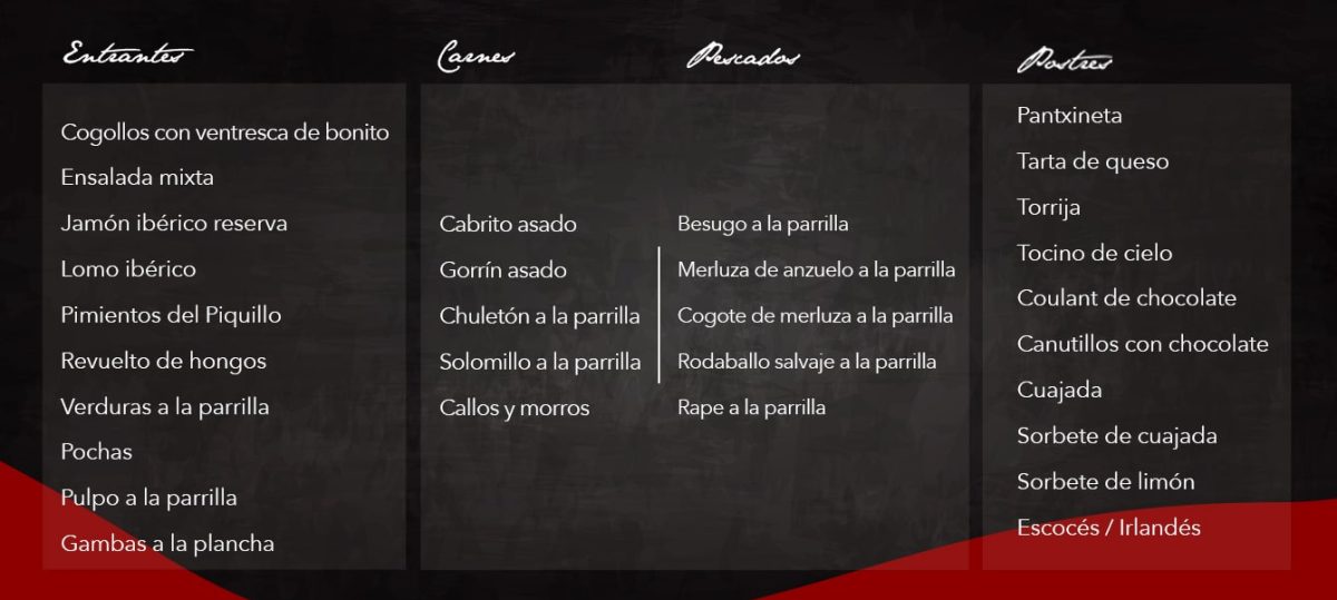 menú1 carta del restaurante